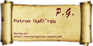 Petrus György névjegykártya