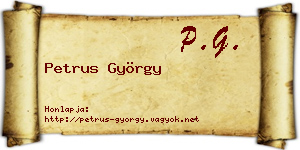 Petrus György névjegykártya